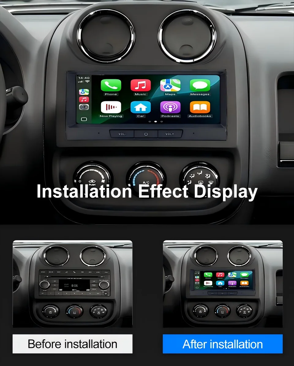 Android15 Car Multimedia Radio GPS Navigation Player for Jeep Grand Cherokee Liberty Wrangler Chrysler with CarPlay Android Auto