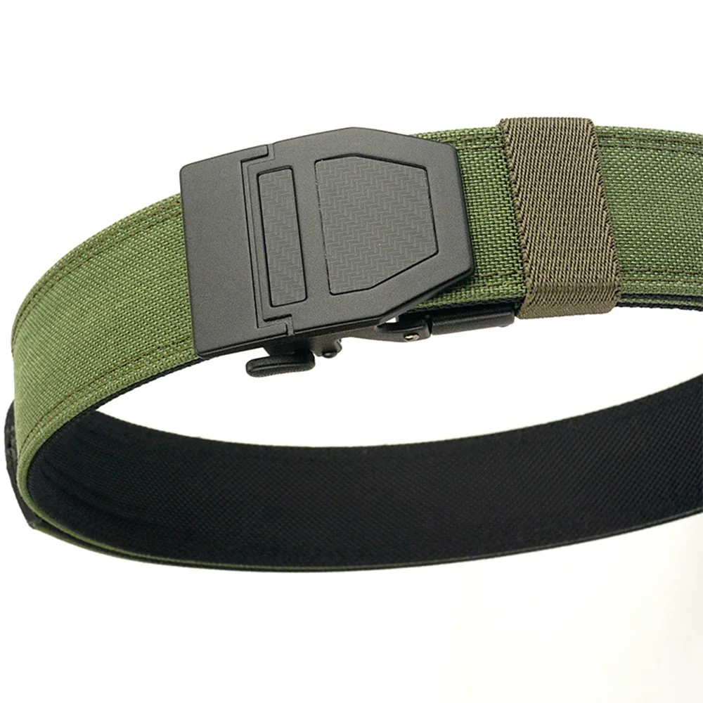 TUSHI Brand Double Layered Thickened Tactical Belt Men's Enthusiasts Outdoor Nylon 3.8 Upgraded Automatic Buckle Gun