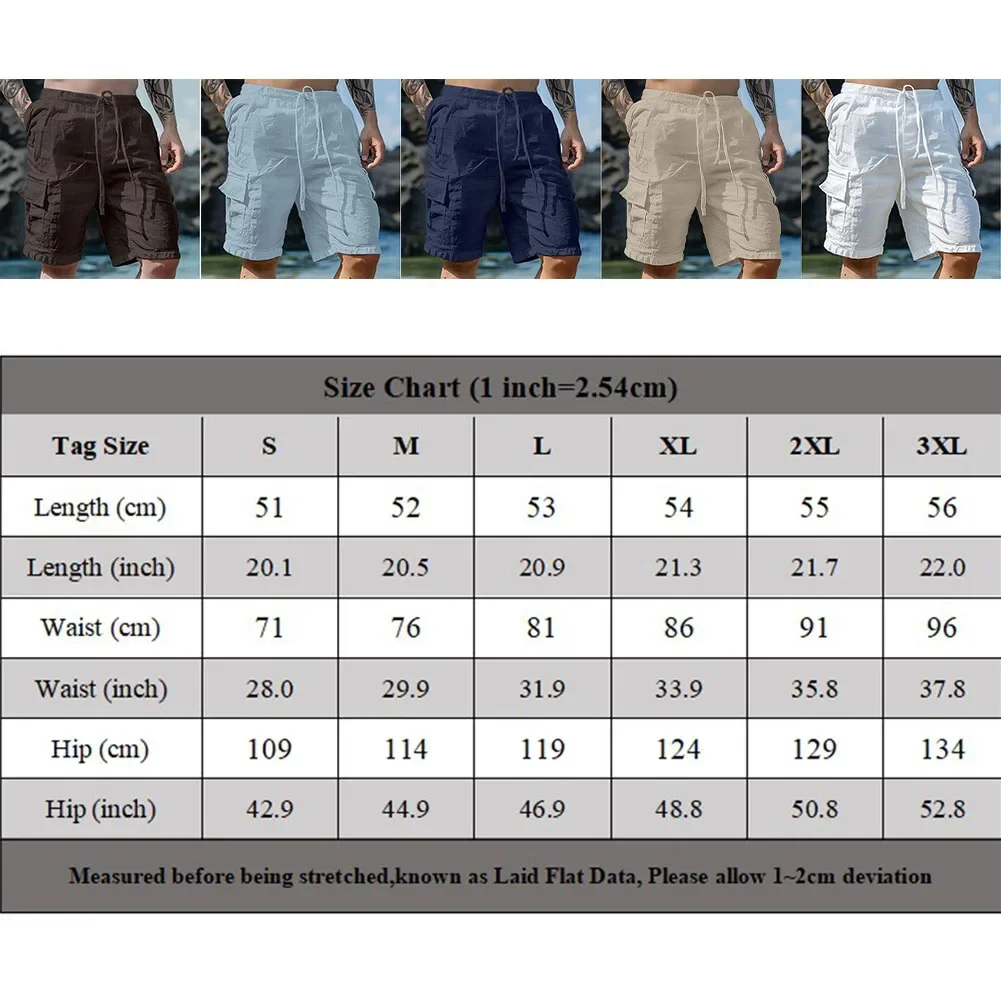 Pantaloncini estivi larghi in tinta unita da uomo con tasche Pantaloni cargo corti Pantaloncini da spiaggia alla moda Streetwear Abbigliamento maschile