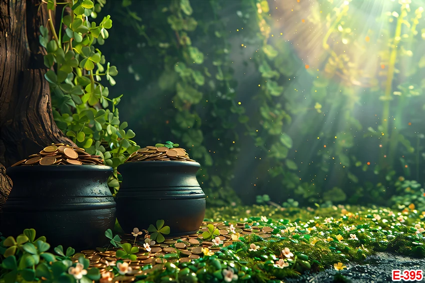 Happy St.Patrick's Day Backdrop Lucky Green Shamrock Photography Background Saint Patrick's Day Party Decorations for Irish