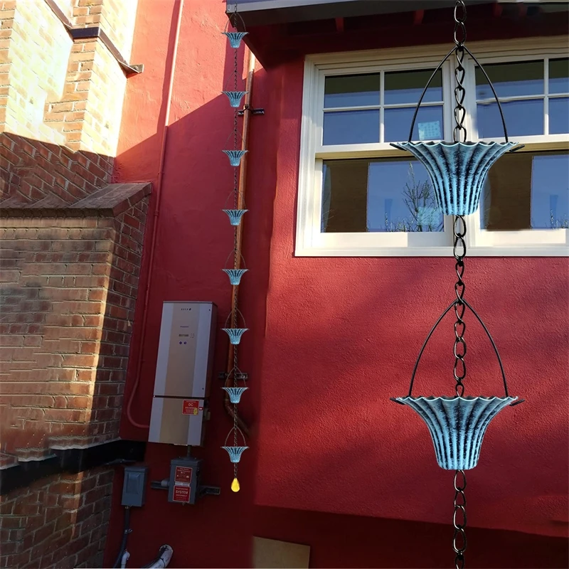Metal Rain Chain Decorative Drainage Waterfall For Eaves Gutter Villa Courtyard Patio Garden Decor For Homeowners