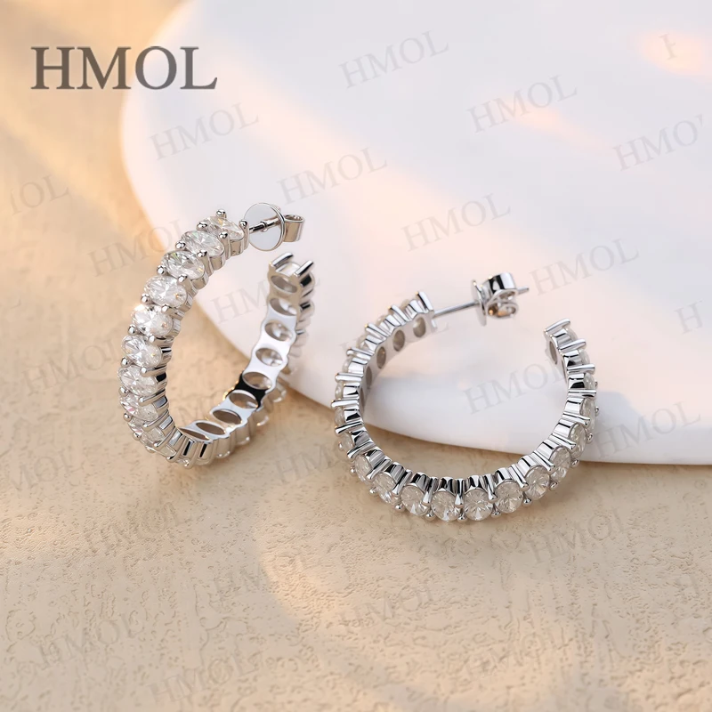 

Csutomized Earrings Lab Diamond Moissanite Stone Oval 3x5mm DEF Earrings With GRC S92510K 14K 18K Fine Jewelry Gifts For Women