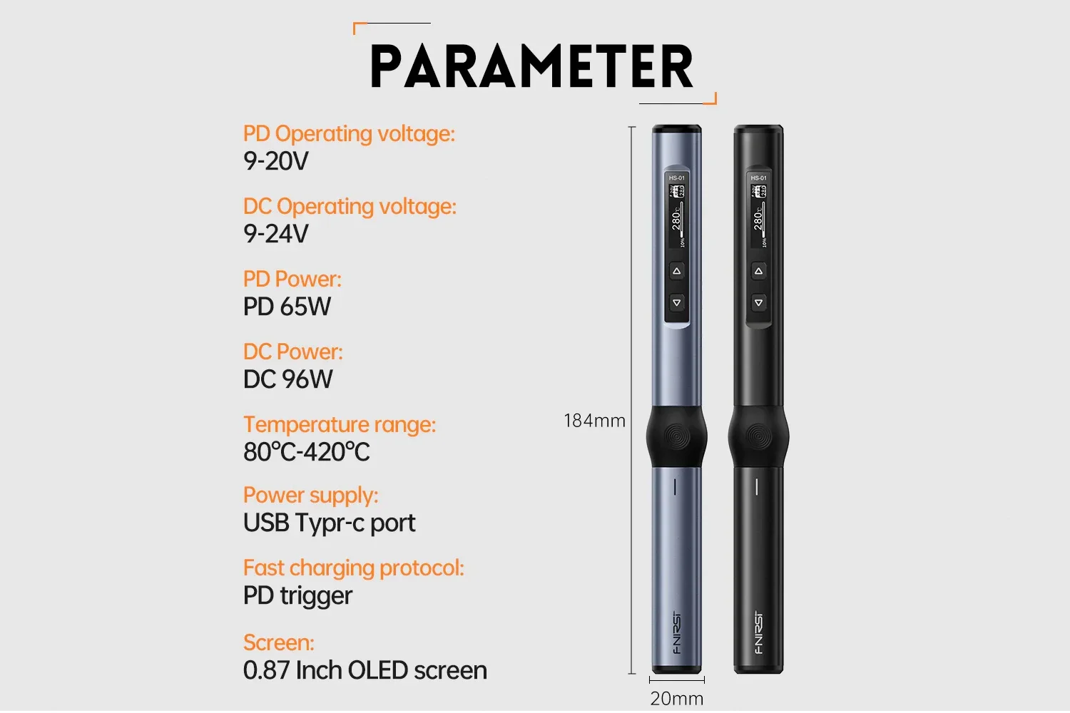 FNIRSI HS01 Smart Electric Soldering Iron 65WPD Adjustable Constant Temperature Portable Digital Soldering Station Welding