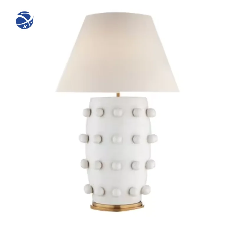 big size ceramic table lamp with big lampshade for hotel bedside lamp