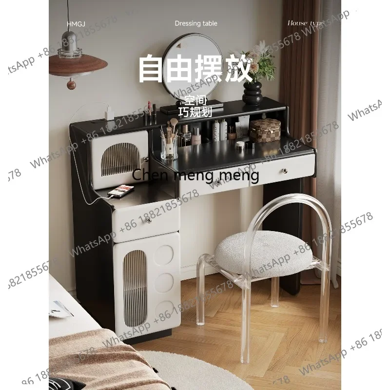 Master bedroom dresser storage cabinet integrated multi-functional solid wood makeup table 2025 new model