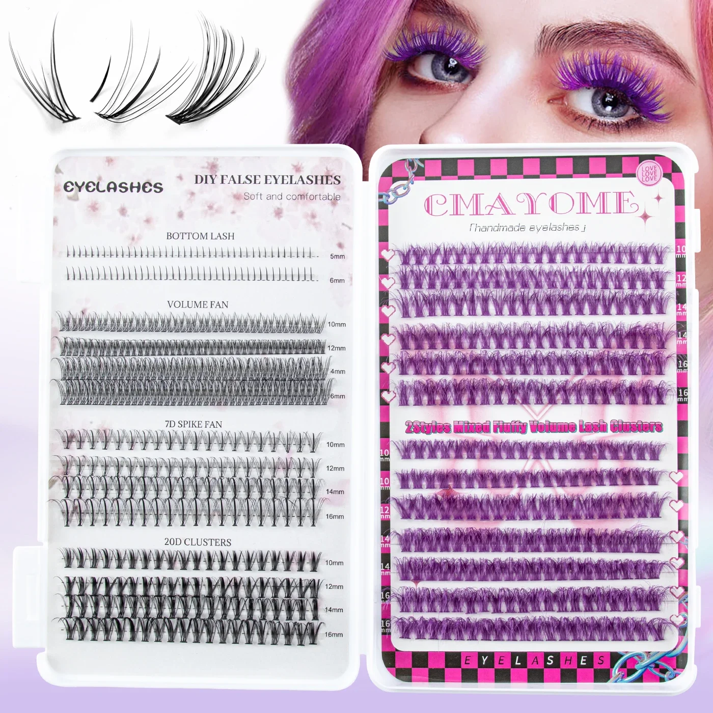 

Fluffy Lashes Clusters Extension Kit Wispy Eyelashes Set 10D/20D Mix Natural Lash Eyelash with Lash Bond and Remover DIY Lashes