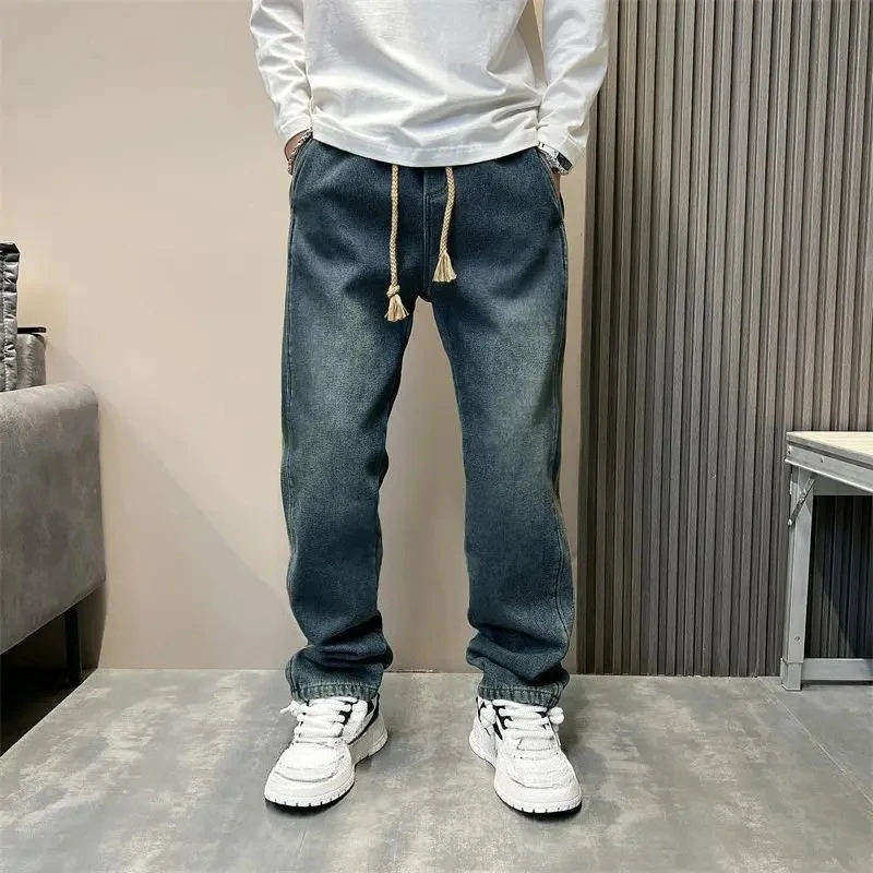 

Autumn 2026 New Trendy Old Straight Loose Jeans Men's High Street Retro Casual Wide-leg Pants Trousers Men Clothing