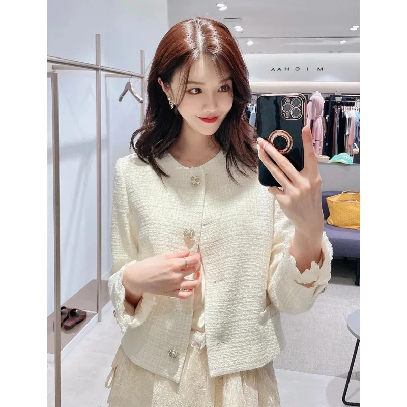 

MICOAT Song Hui 25 Autumn Sequin Cuff Bouclé Skirt Elegant Style Outerwear Short Coat for Women