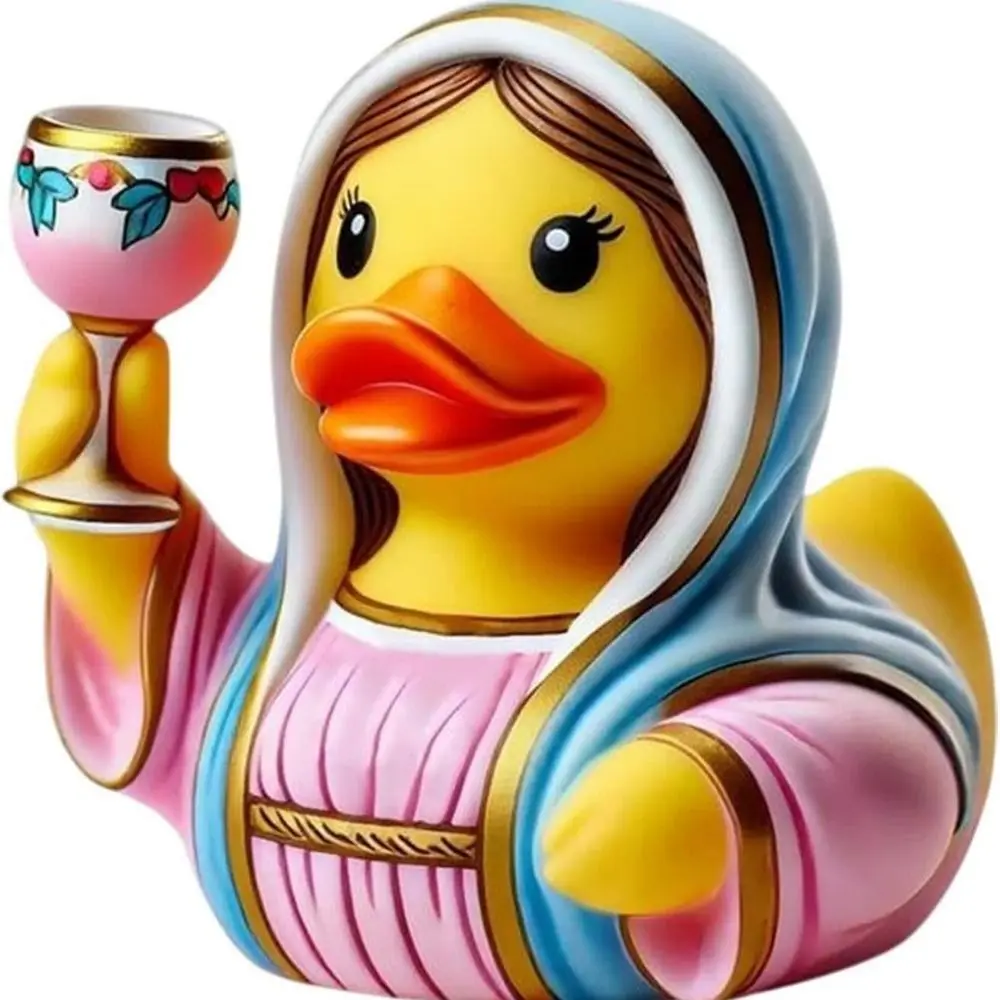 Figuras de pato de María, Jesús, animales realistas, pato de resina, adorno de resina, cubierta de buey, adorno de estatua de Animal de dibujos animados