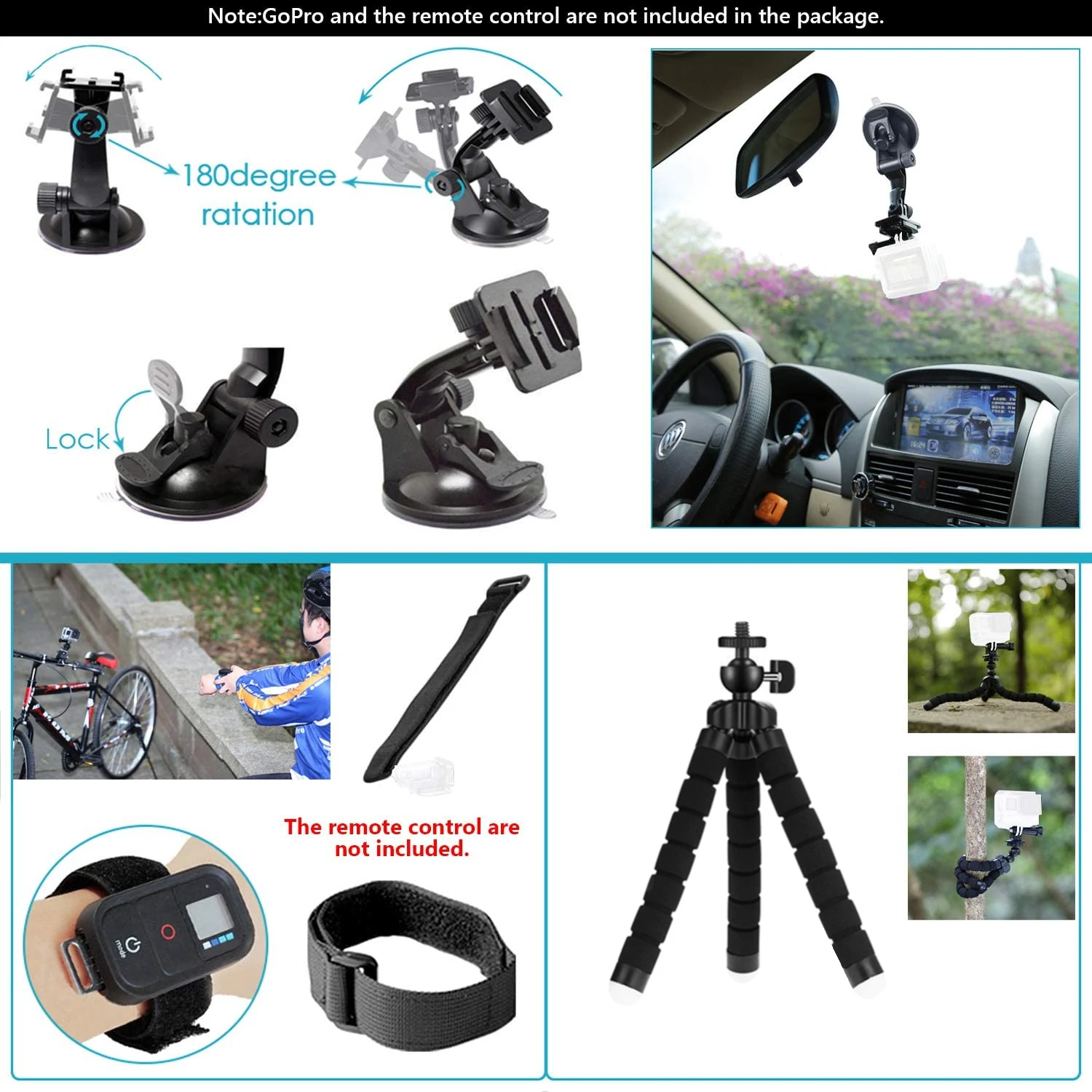 Action Camera Accessories Set For Gopro Hero 12 11 10 For Xiaomi Yi Insta360 X4 X3 Case Kit Strap Mount Selfie Stick Motorcycle