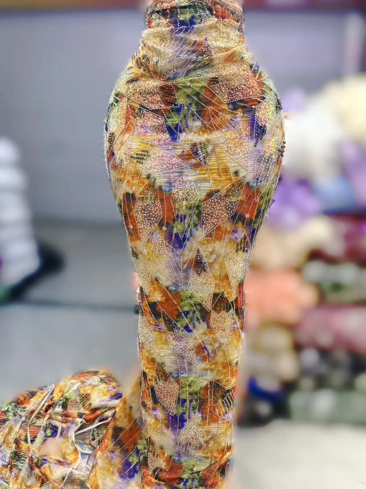 

2025 High-Quality African Nigerian Tulle Lace Fabric Sequins Embroidery French Guipure Wedding Party Dresses Beaded 5 Yards