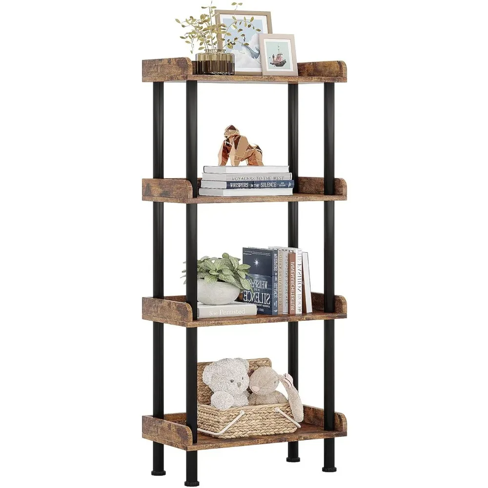 

Bookcase 4 Tier Bookshelf, Vintage Small Bookshelf for Small Spaces, Wooden Book Shelf Small Bookcase