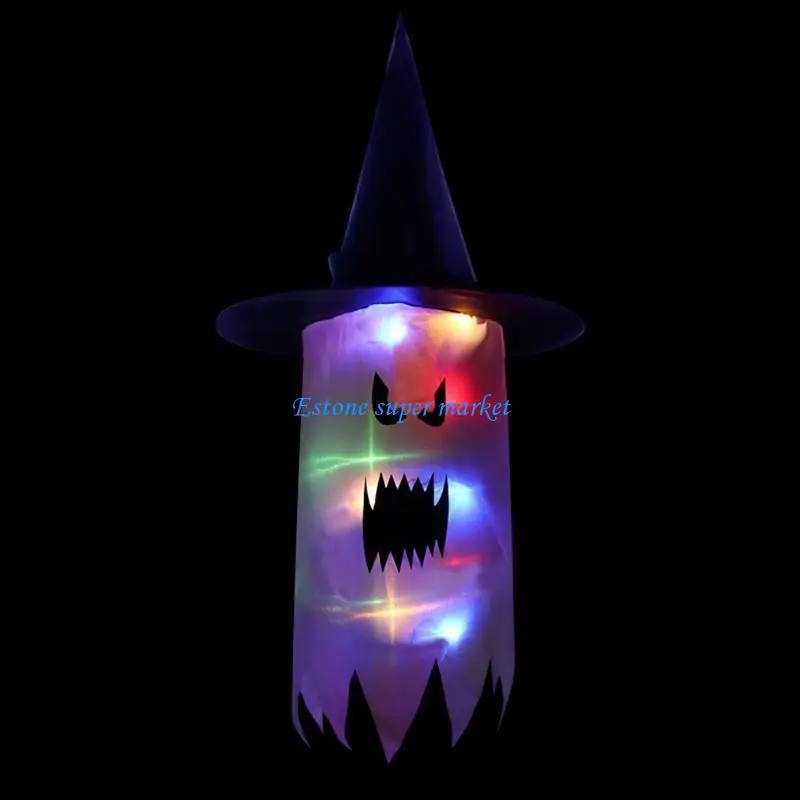 090B 6x Hanging Decro Lights Halloween Glowing Hat Decorations Halloween