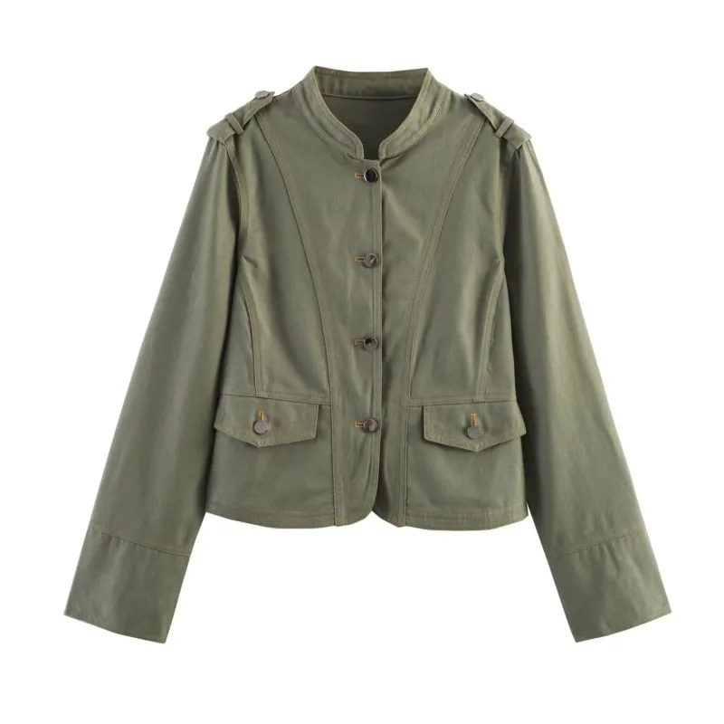 

Women's Blazer 2026 Summer New Round Neck Long Sleeve Single Breasted Casual Coats Fashion Elegant Outcoat Versatile Female Tops
