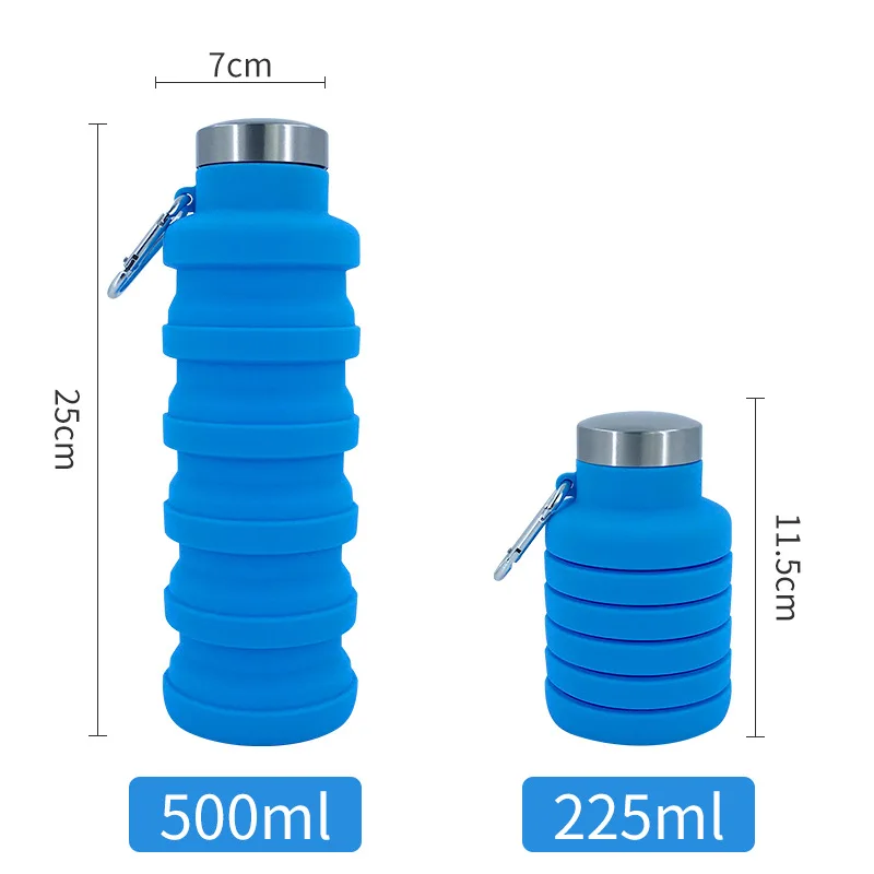 2024 New Outdoor Sports Silicone Water Bottle Mountaineering Riding Portable Silicone Foldable Water Bottle