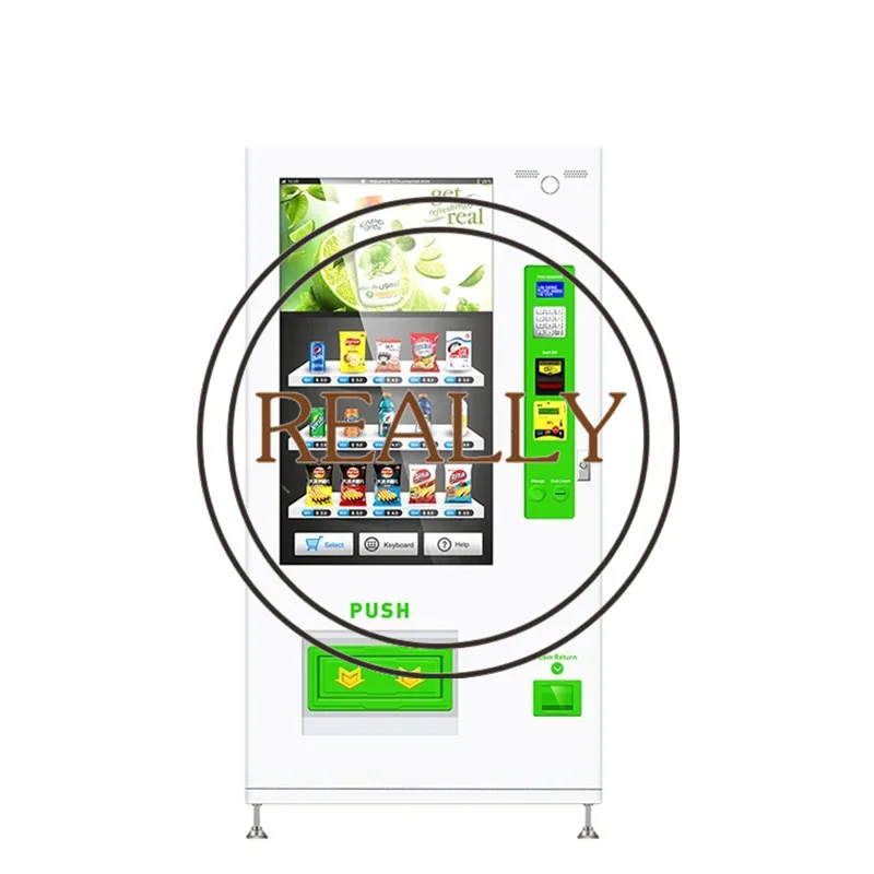 Coin Operated Big Screen Bottled Drinking Water Snacks Vending Machine with Bill Acceptor LCD Displays