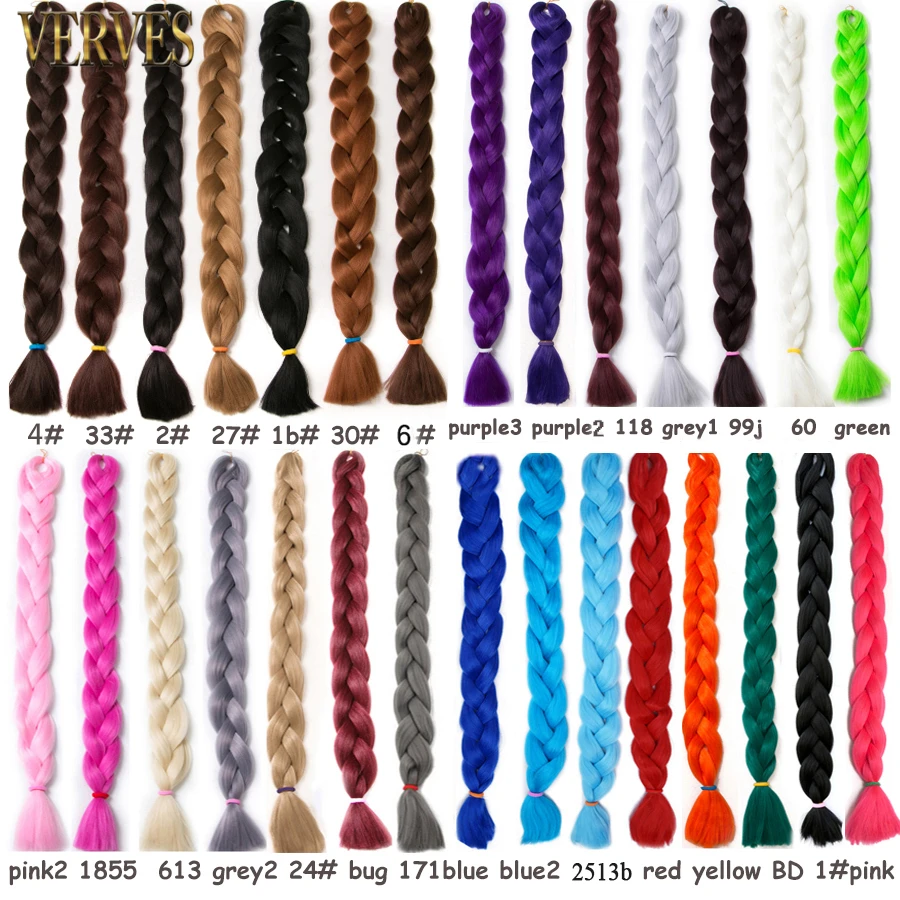 VERVES Braiding Hair Synthetic 82 Inch Braids 165g/Piece Long Pure Color High Temperature Fiber Jumbo Braid Hair Extensions