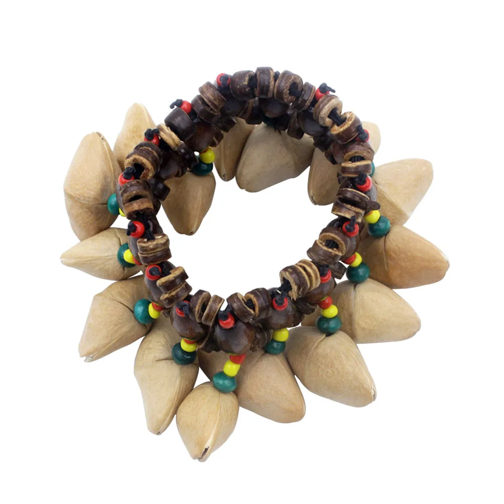 Concha h sino tambor africano sinos de pulso porca pulseira crianças brinquedo instrumento musical acessórios de dança de madeira elegante criativo