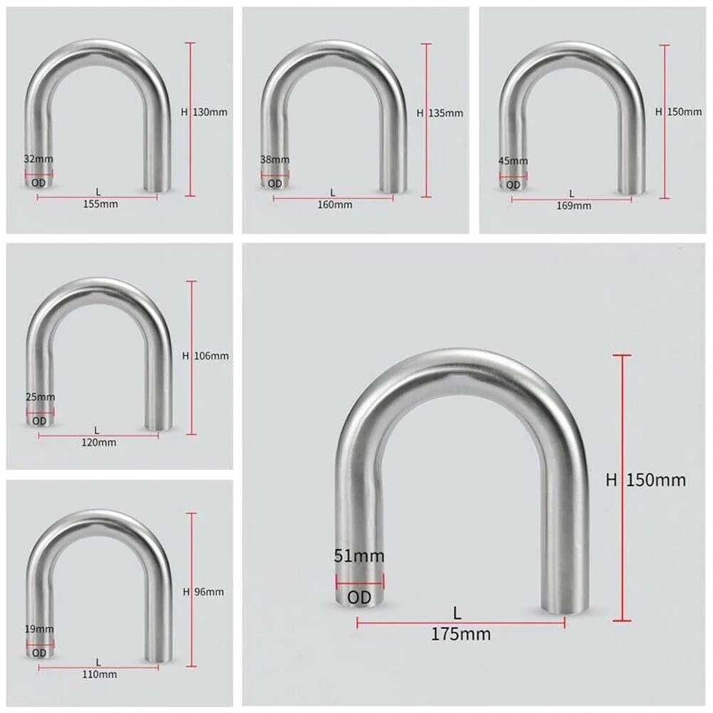 

304 Stainless Steel 180 Degree Elbow U-Tube Polished Exhaust Pipe 180° Pipe Elbow U-Tube Polished Exhaust Pipe Elbow