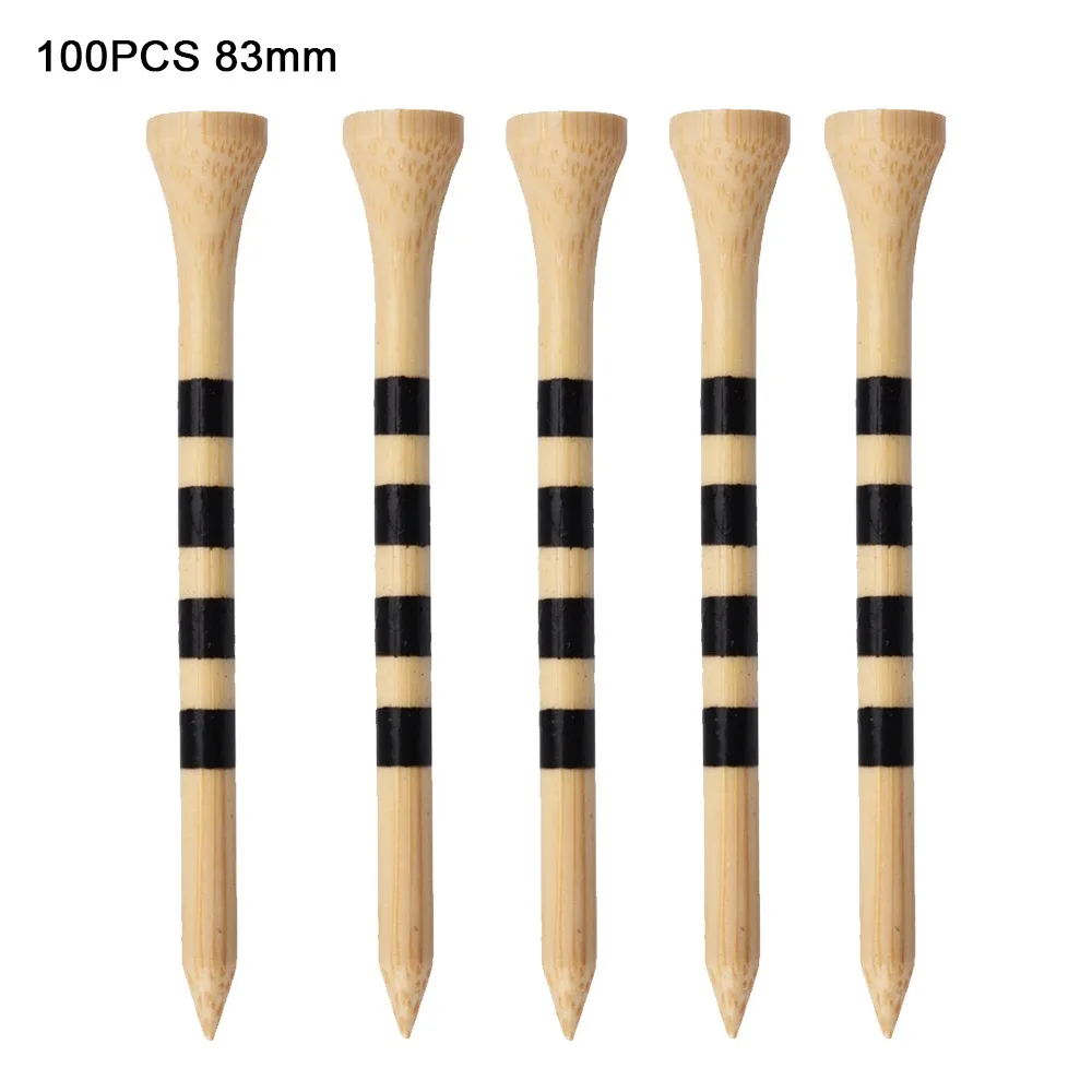 

100pcs Bamboo Golf Tees 70mm/83mm Long Less Resistance Golf Ball Holder Durable Unbreakable Training Ball Stand Practice Game