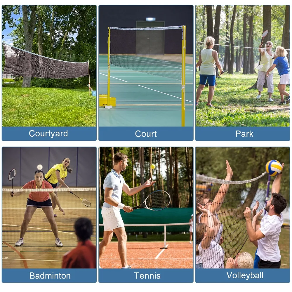 

Badminton Accessories Polypropylene Badminton Net 2.5x2.5cm Grid Red Mesh Net Green Foldable Sports Net Outdoor Sports