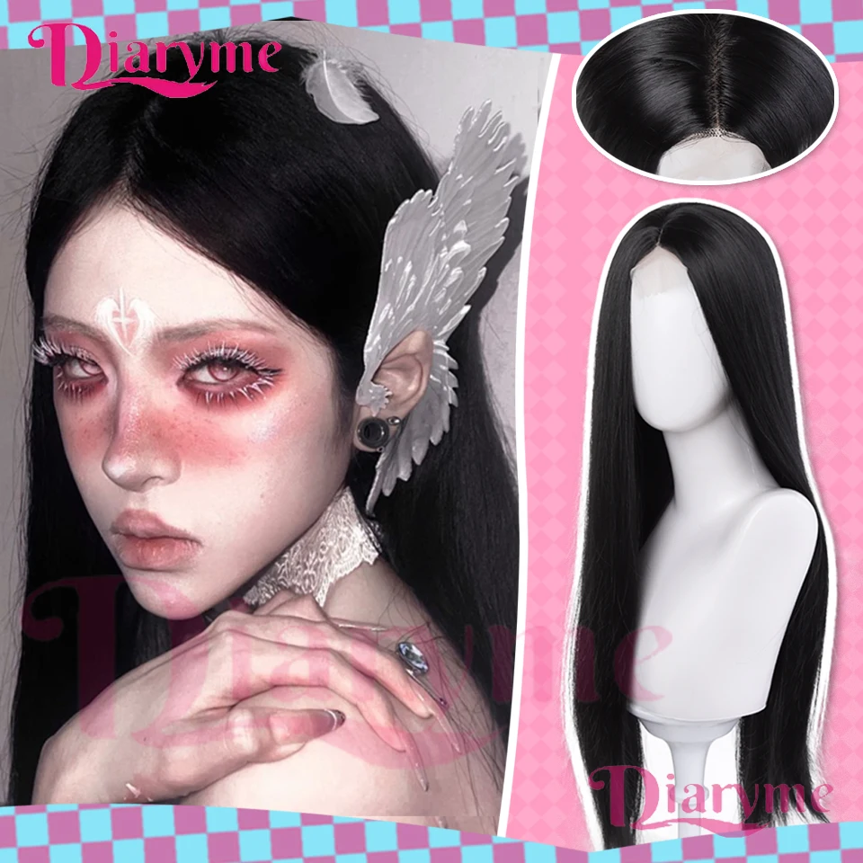 

Long Straight Hair Synthetic Wig Forehead Lace Style Straight Hair Wig Suitable for Ladies Halloween Christmas Role-playing Wear