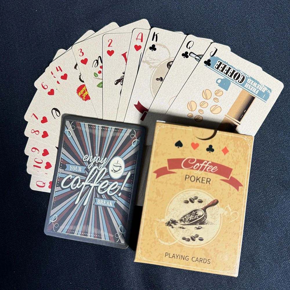 Cartes de jeu de poker rétro, café vintage, classique, mode, impression, jeu de société, divertissement