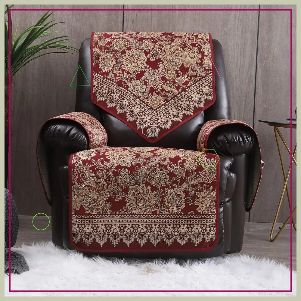 

Нескользящий водонепроницаемый чехол на кресло с карманами, подходит для кожаных и электрических кресел для защиты гостиной красного цвета