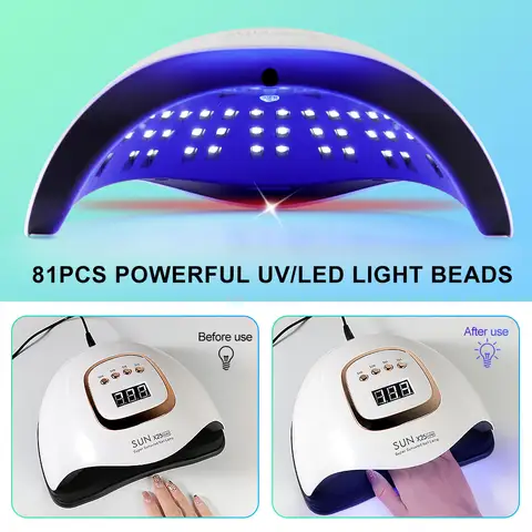 SUN X25MAX 81LED UV लैम्प नाखूनों को सुखाने के लिए, जल्दी ठीक होने वाला, सभी जेल नेल पॉलिश, पेशेवर शक्तिशाली UV लाइट ड्रायर, मैनीक्योर सैलून 10 best sales जेल लैंप - №1
