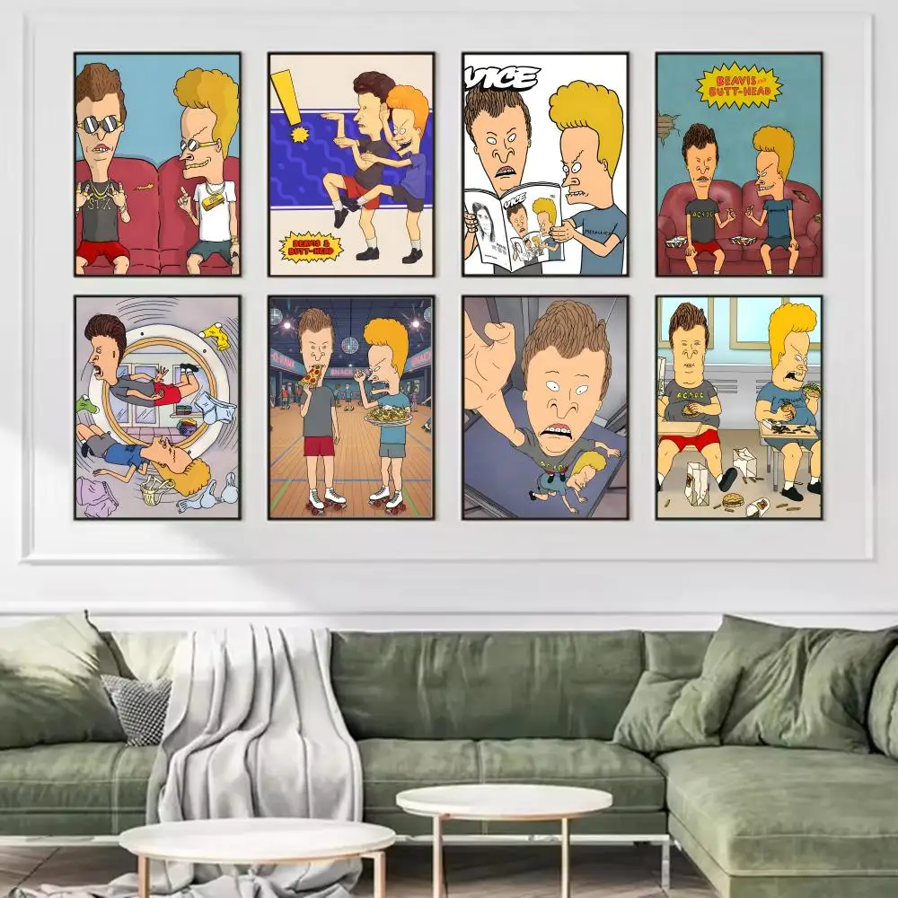 Anime B-Beavis And Butthead Poster Trendy And Easy-to-Apply Wall Art Stickers For Home Decor And Dorm Room Walls