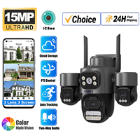 Three Screen Three Lens 15MP HD WIFI IP Camera 8MP Dual Lens Camera Auto Tracking IP66 Waterproof CCTV Video Security Cam iCsee