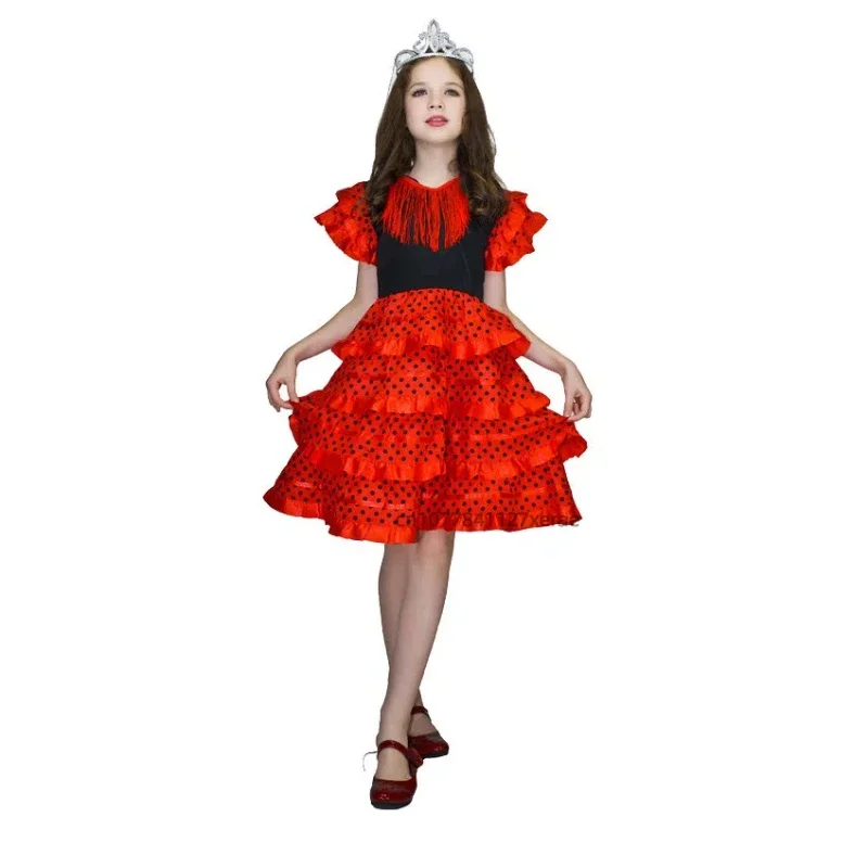 Spanisches Flamenco-Tanzkleid mit Rüschen für Mädchen, Kinder, Festival, Party, Bühnenauftritt, Ballkleid für Reisen – Detail 8