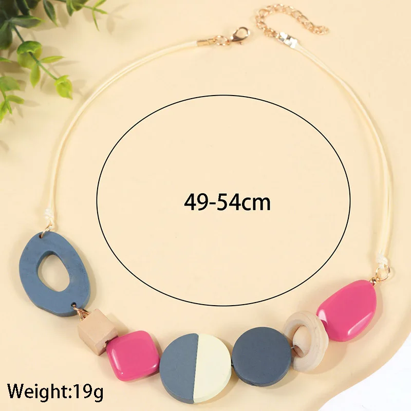 Women Statement Geometric Wood Necklaces Pendants Handmade Wooden Bib Necklace Vintage Ethnic Fashion Neck Jewelry Callar