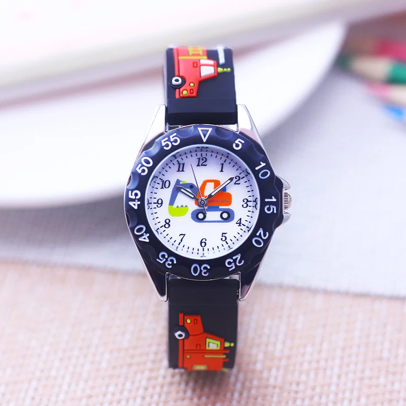 Montre intelligente en silicone avec motif de camion de pompier pour enfant, garçon et fille, idée cadeau, nouvelle collection