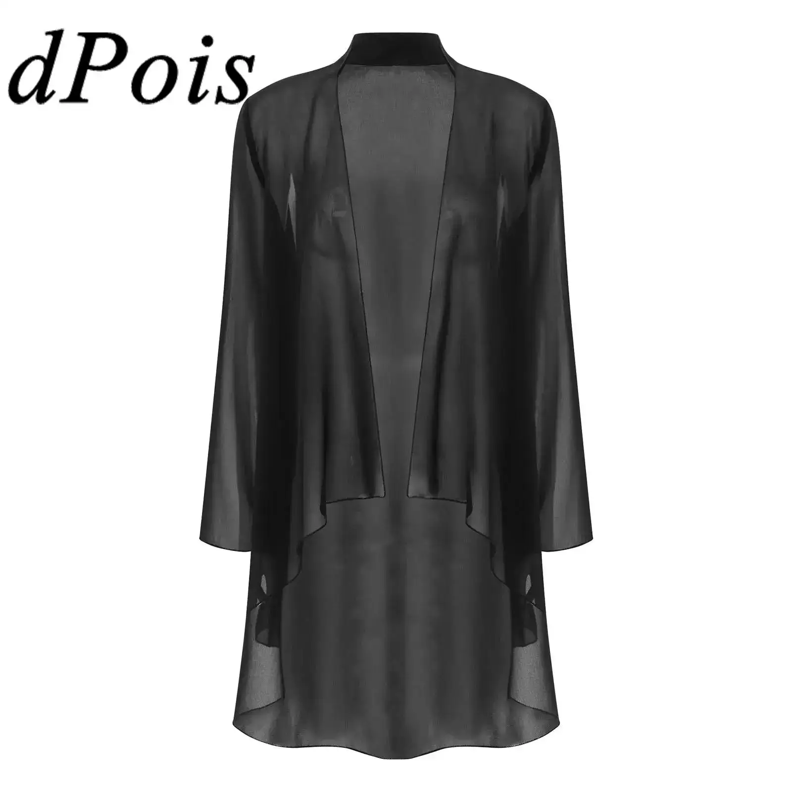 Chiffon Wraps Womens Elegant Cardigan Long Sleeve Open Front Bolero Shawls Shrug Outerwear Cover Ups Top for Party Dress