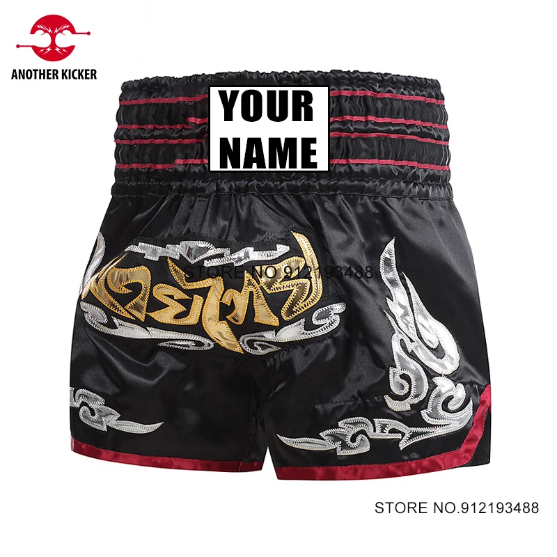 Muay Thai Custom Name Bo Shorts Men Women Child Embroidery MMA Martial Arts Clothing Fight Kickbo Training Pants