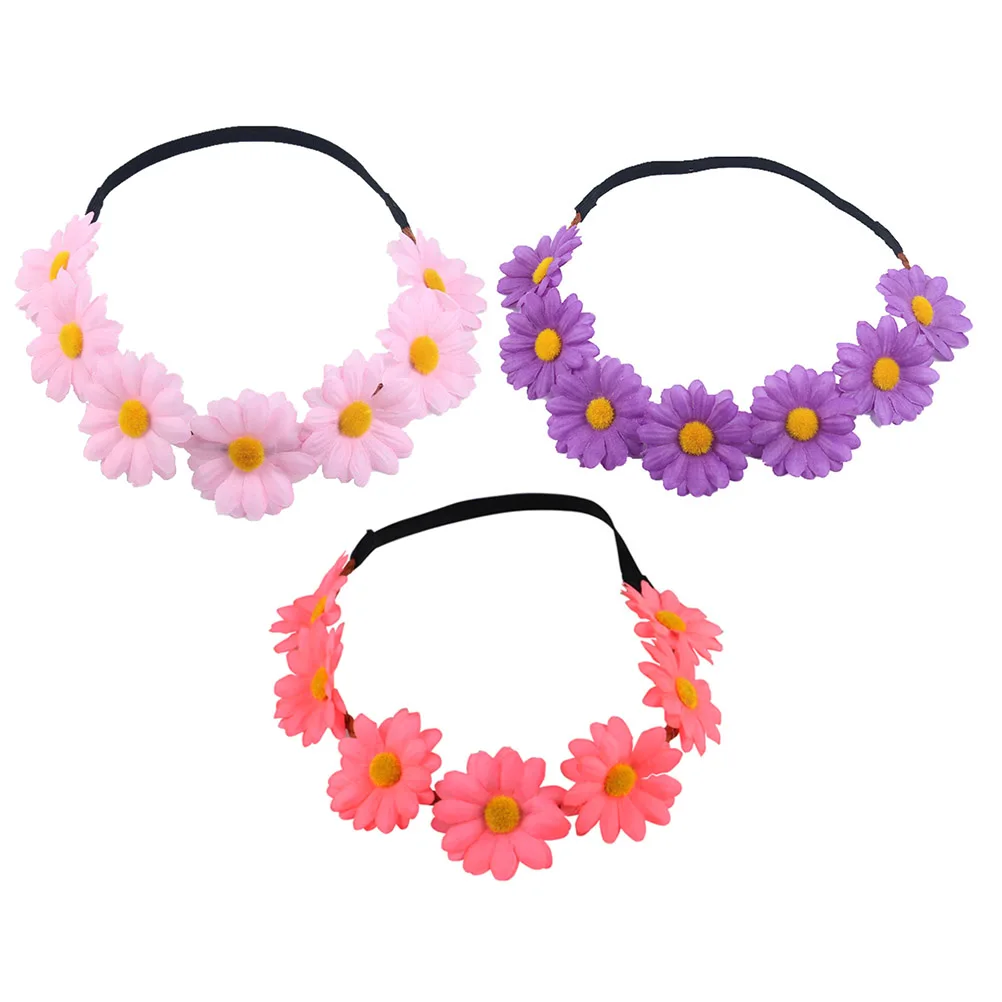 

3 Pcs Simulated Wreath Hairband Floral Headpiece for Women Headbands Daisy Fashion Headwear Headdress