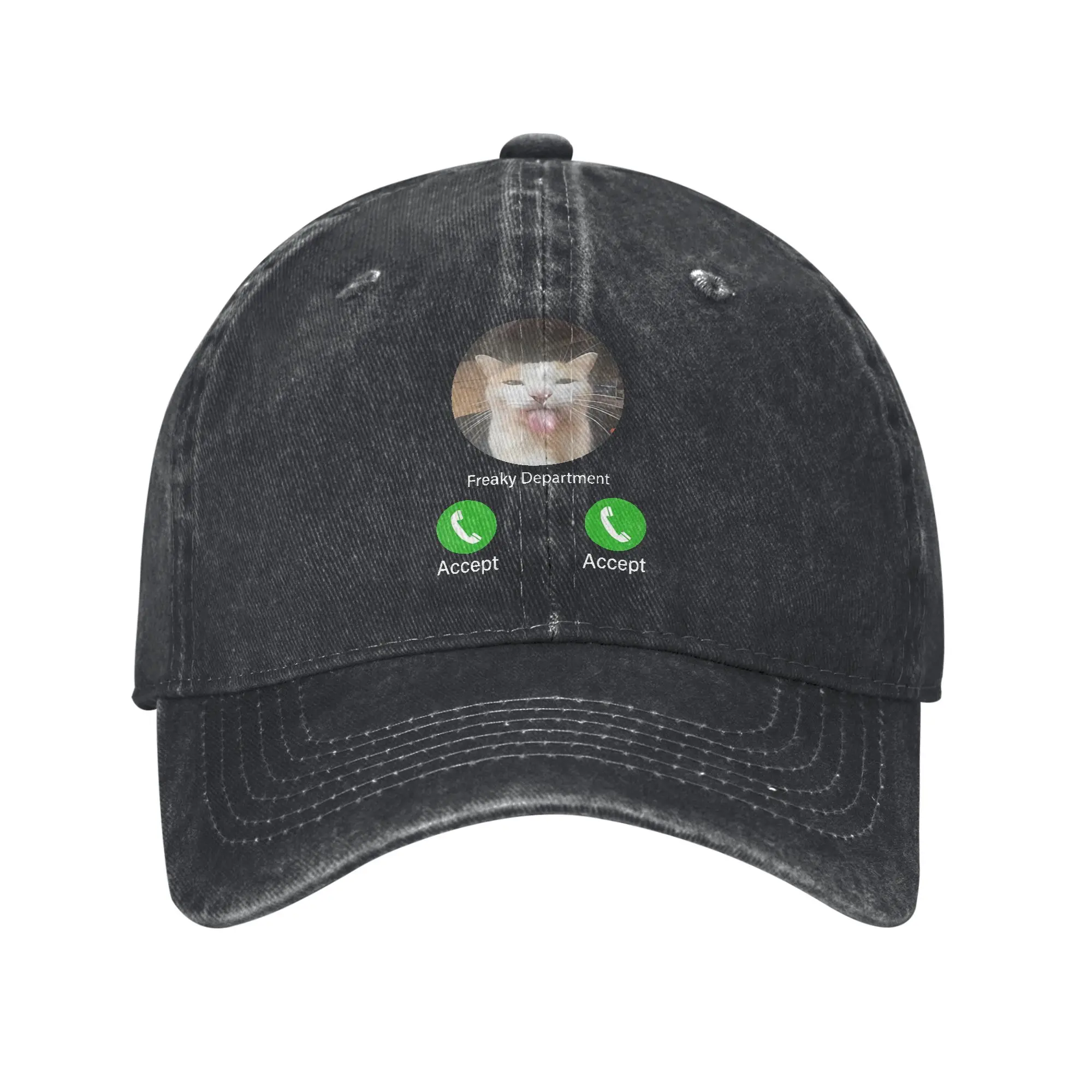 Vintage Freaky Department Funny Cat Meme Baseball Cap Men Women Distressed Cotton Snapback Hat  Outdoor Summer Hats Cap
