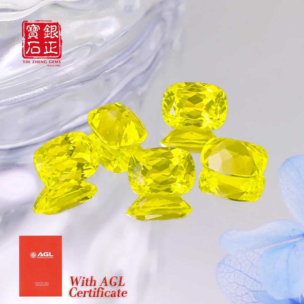 

New Amber Yellow Color Yttrium Aluminium Garnet Loose Gemstone Lab Diamonds Rectangle Cushion Cut YAG Stones for Jewelry Making