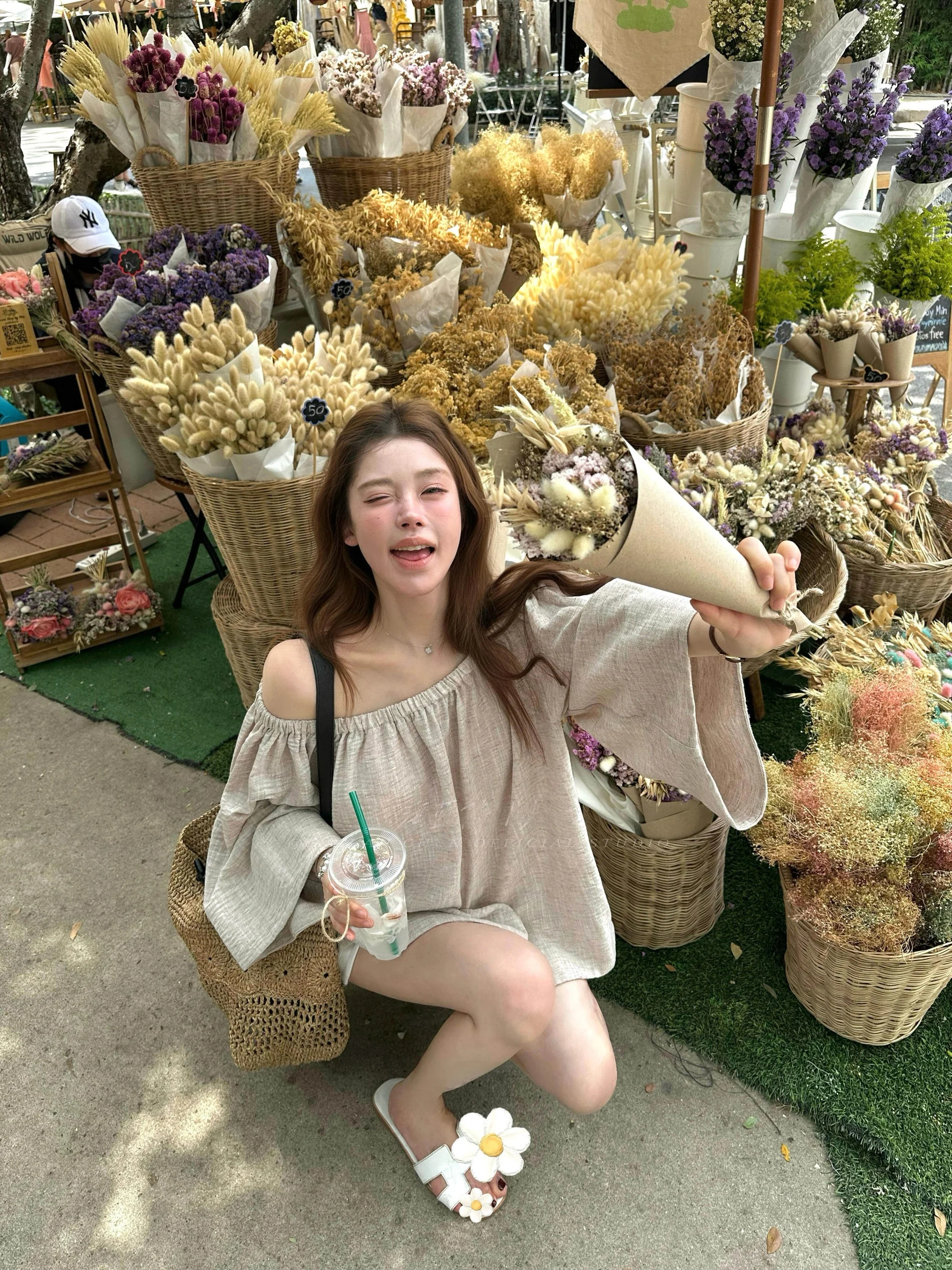 Loose Fit Linen T-Shirt Women's Summer High End Feel Long Sleeve Bell Sleeve Commute Top Relaxing Vacation Style One Shoulder