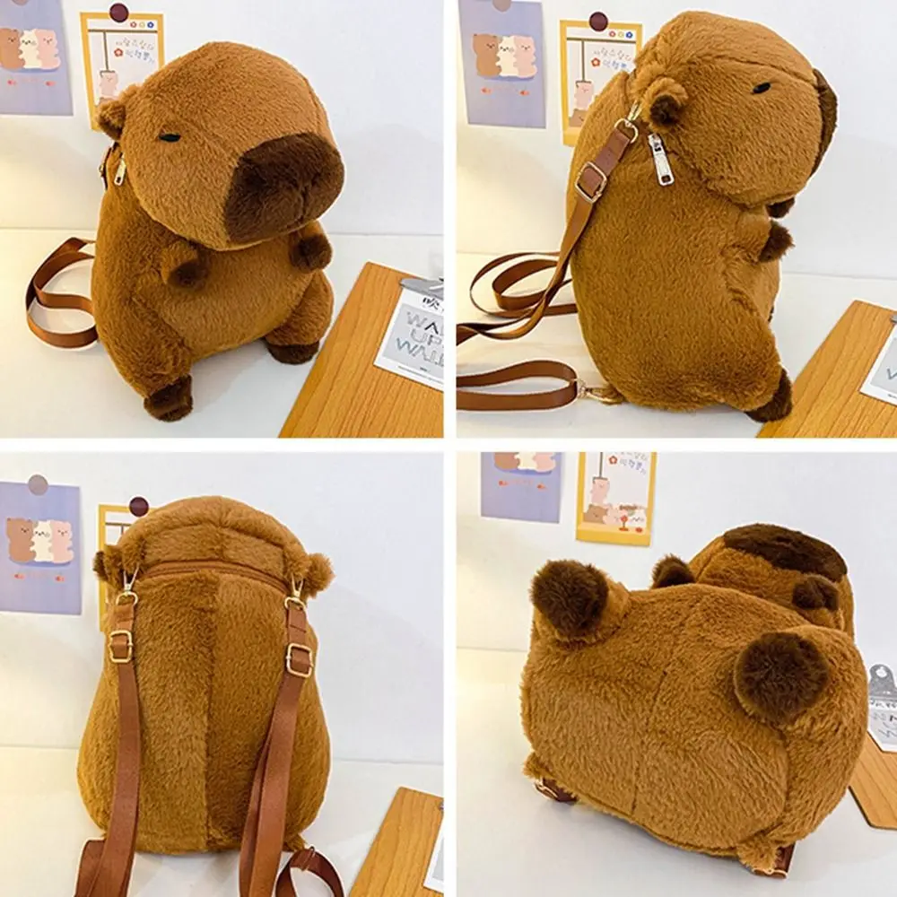 Ransel hadiah kartun Capybara mewah tas bahu kartun Capybara hewan tas punggung boneka mewah tas sekolah siswa perempuan