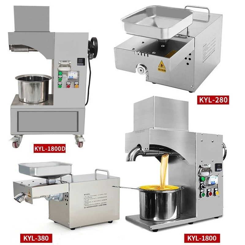 Commercial oil press household small and medium, oil mill large stainless steel, automatic hot and cold oil press