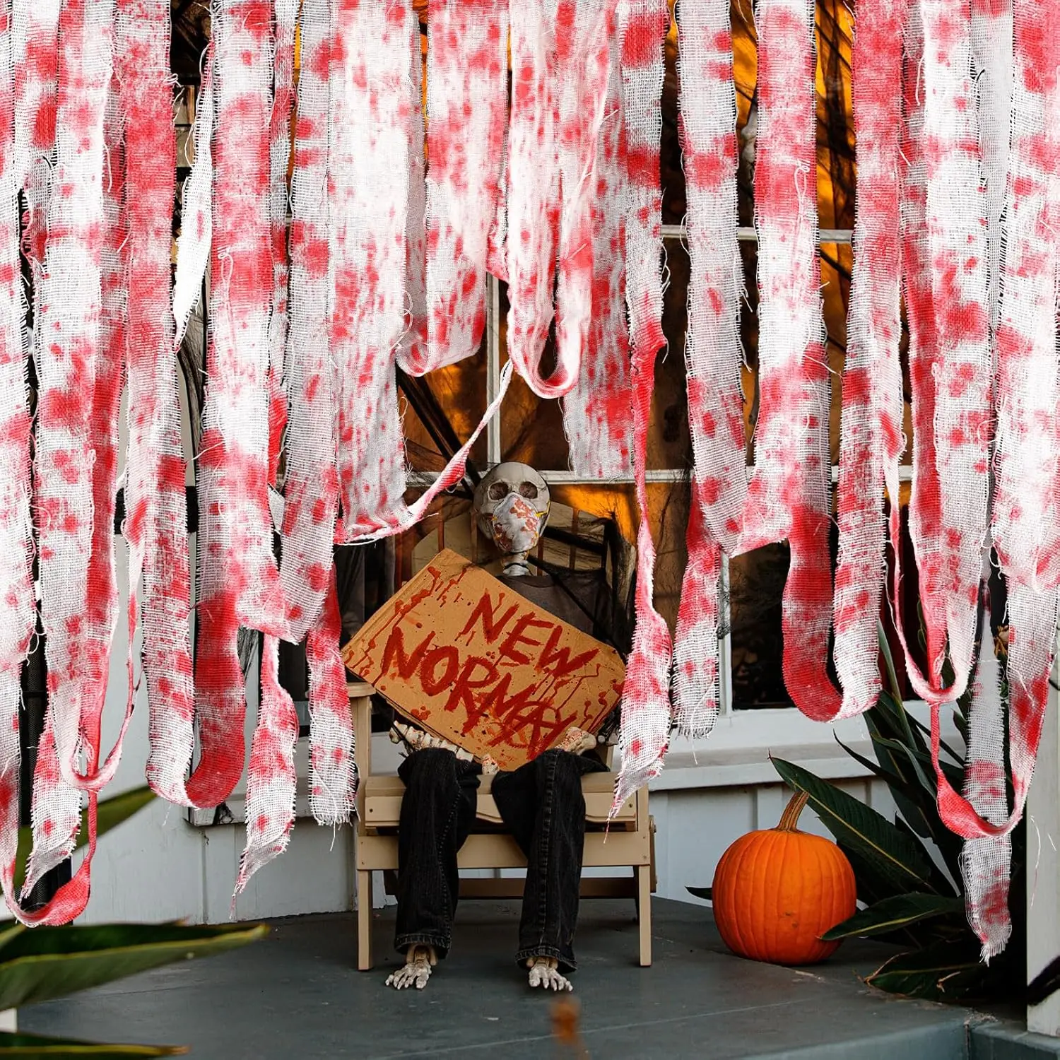 قماش دموي زاحف من الهالهالهالاويون ، قماش شاش مخيف ، قماش مخيف ، شريط ثني دموي ، ديكور ستارة لمدخل حفلات الهالهالهالاين ، 3 5 م #2