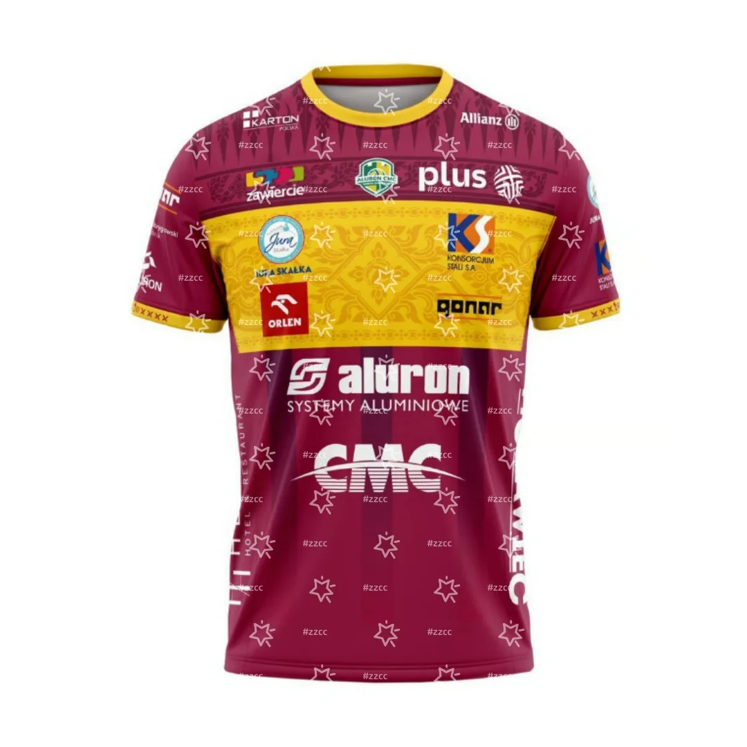 25-26 PlusLiga Aluron CMC Warta Zawiercie Home volleyball jersey Sports Dry Quickly Men's T-Shirt Kid's Clothing Tee Woman - view 2