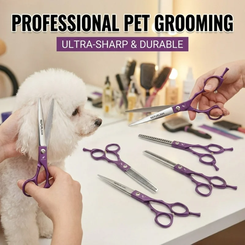 

Professional 6.5 inch Straight Sciossors Curved Scissors Thinning Scissors Chunker Scissors For JP440C Pet Grooming Shears