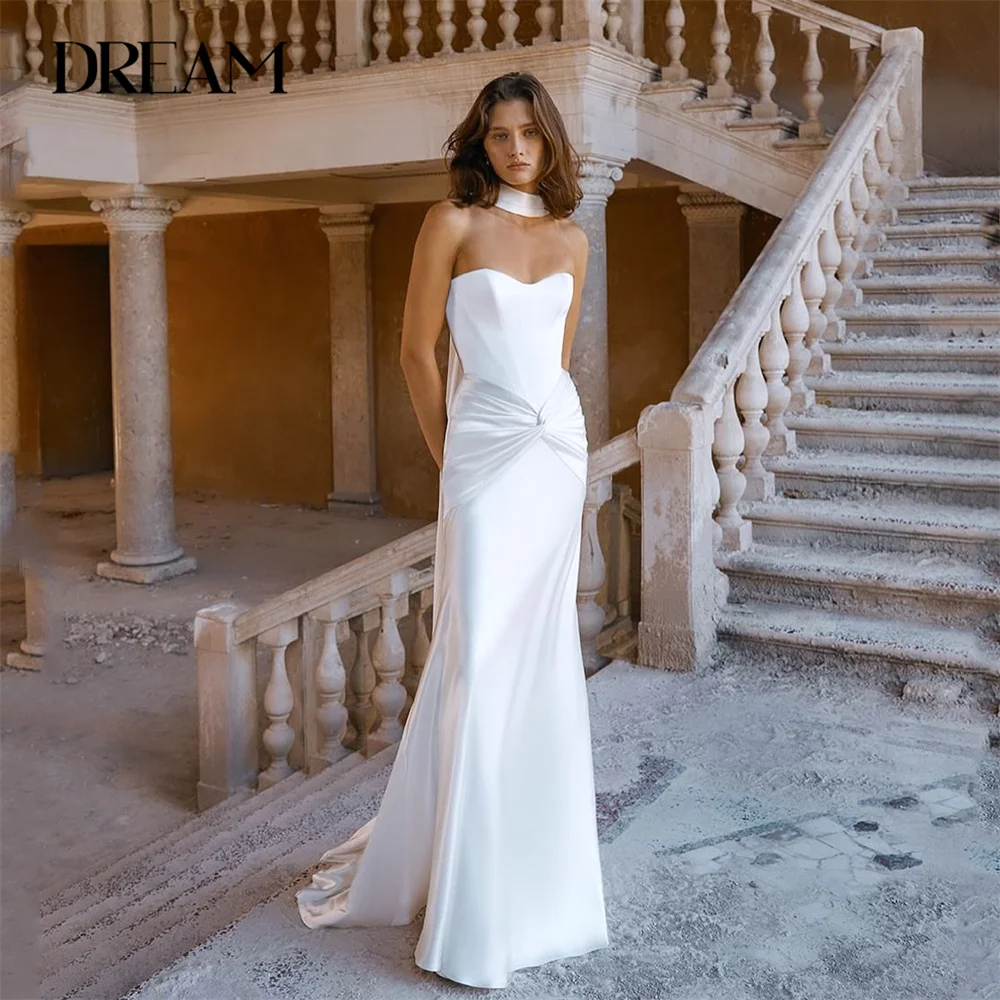 

DREAM Sweetheart Mermaid Pleat Wedding Dresses 2025 Backless Sleeveless Sweep Train Bridal Gown Vestidos De Novia Customized