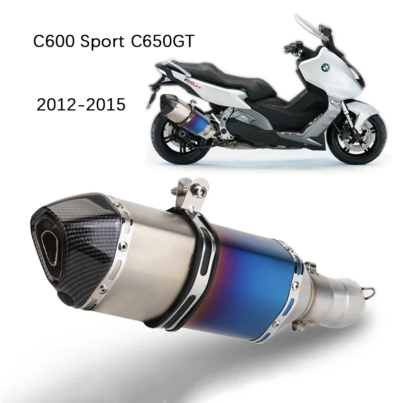 Exhaust Set for BMW C600 Sport C650GT 2012-2015 Motorcycle Exhaust Pipe Middle Pipe Slip On 51mm Muffler Removable DB Killer