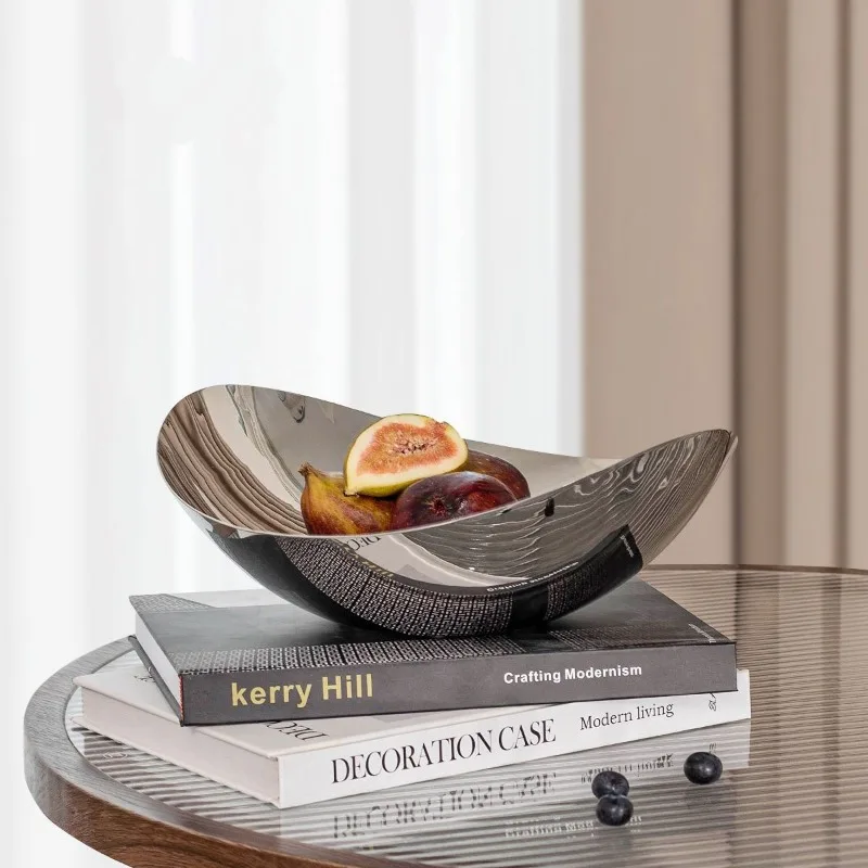Luxury Stainless Steel Fruit Bowl Modern Snack Tray for Living Room High End Nut Serving Plate for Home & Commercial Club
