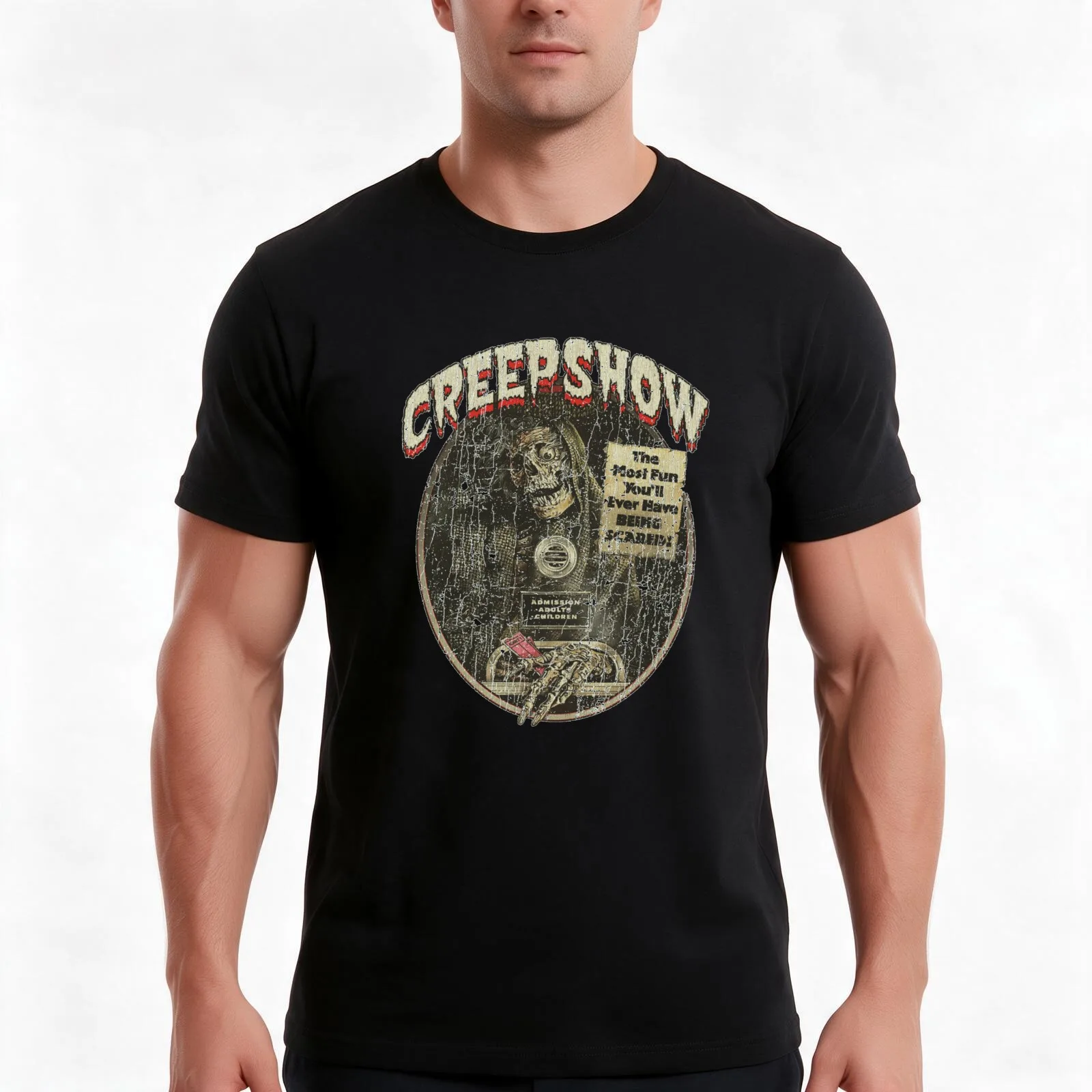 Creep Show 1982 Active T-Shirt, Summer Casual Cotton Tee, Oversized Streetwear Tops, Vintage Graphic Print, Unisex Men Women