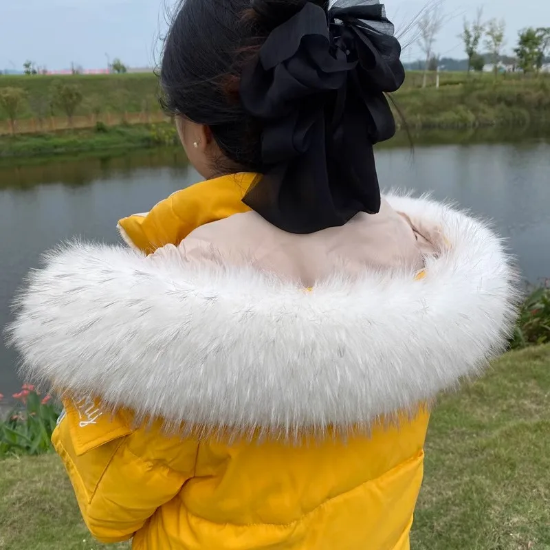 Fluffy big fur collar imitation  faux fox  fur collar coat feather pie overcoat hat stripes general ladies clothing accessories